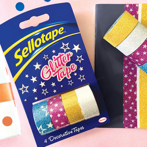 Image of Sellotape On-Hand Dispenser Glitter Refills 18mmx3m 4 Pack