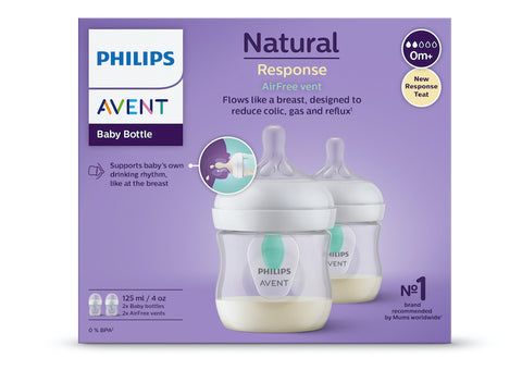 Image of Avent Natural Response Bottle With AirFree Vent 125ml 2pk