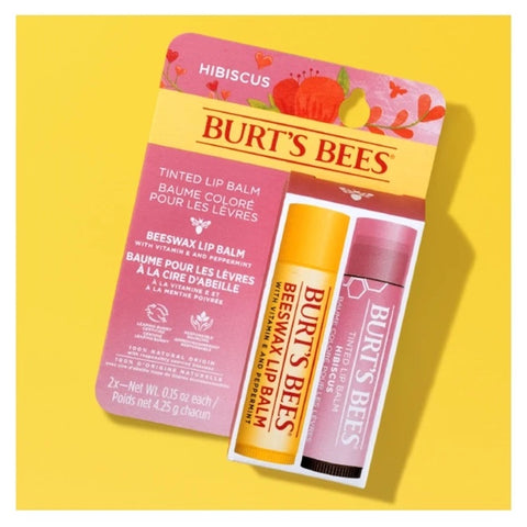Image of Burt's Bees Beeswax Lip Balm And Hibiscus Tinted Lip Balm Gift Set - LIMITED EDITION