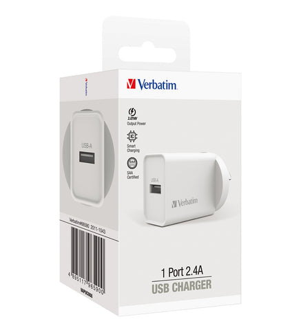 Image of Verbatim Essentials USB Charger Single Port 2.4A White