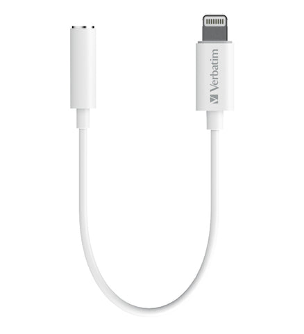 Image of Verbatim Essentials MFi Lightning to 3.5mm Headphone Jack 10cm White