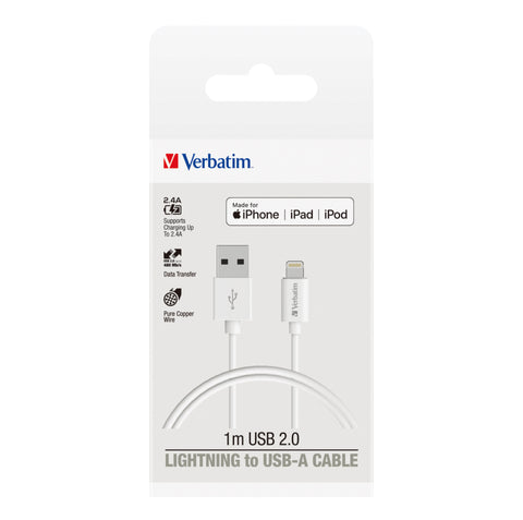 Image of Verbatim Essentials Charge & Sync iPhone Lightning Cable 1m White