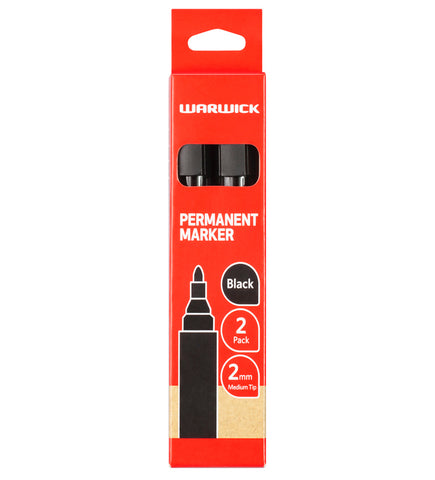 Image of Warwick Permanent Marker Black Bullet Tip 2pk