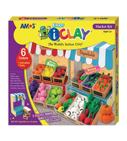Image of Amos i-Clay Modelling Clay Kit Market Stall 18g x 6 pieces