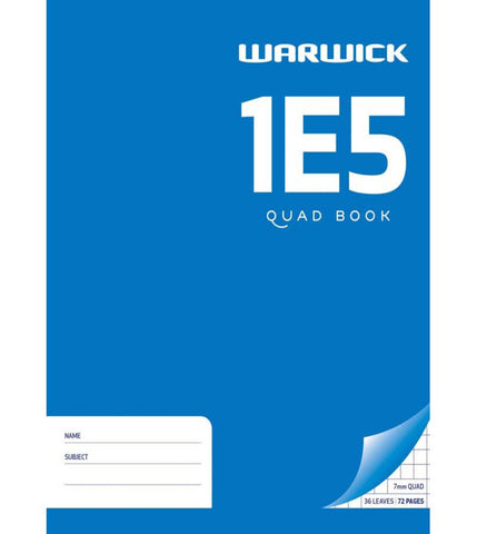 Image of Warwick Exercise Book 1E5 36 Leaf Quad 7mm 255x205mm