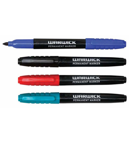 Image of Warwick Permanent Marker Fine Tip Assorted Colours 4pk