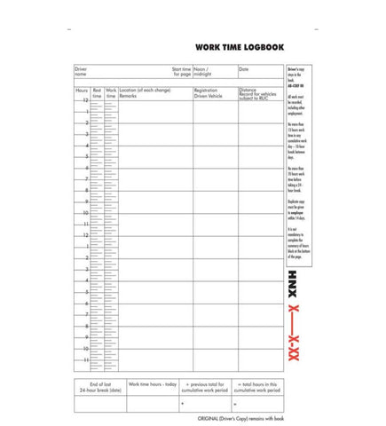 Image of Collins Log Book Work Time A5 Triplicate