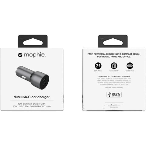 Image of Mophie USB-C 40W PD Fast Car Charger
