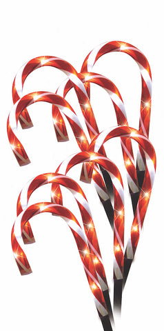Image of Solar Mini Candy Cane Path Lights 8pk Warm