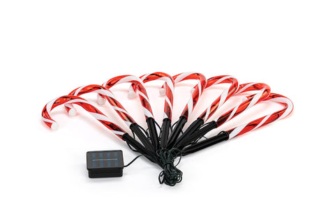 Image of Solar Mini Candy Cane Path Lights 8pk Warm