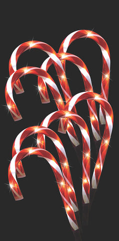 Image of Solar Mini Candy Cane Path Lights 8pk Warm