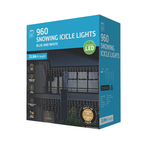 Image of Icicle Snowing Lights With Timer 960