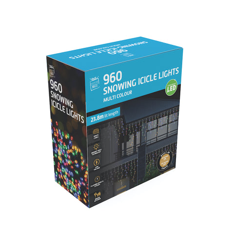 Image of Icicle Snowing Lights With Timer 960