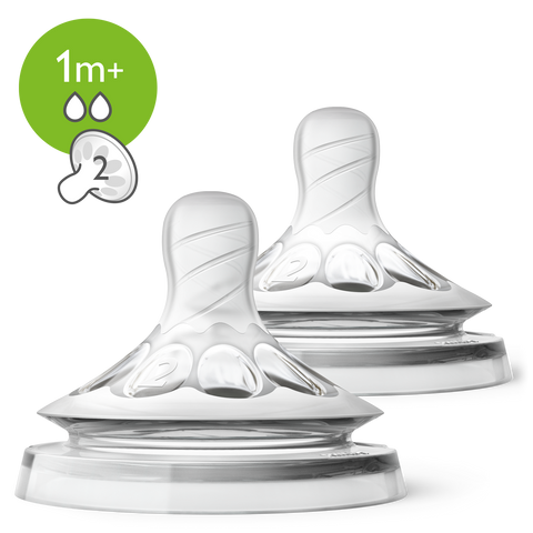Image of Avent Natural Slow Flow Teat 1m+ 2pk