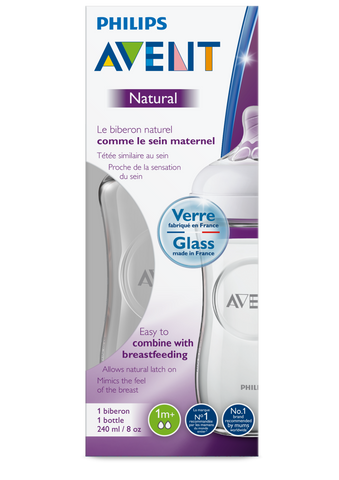 Image of Avent Natural Glass Bottle 1m+ 240ml