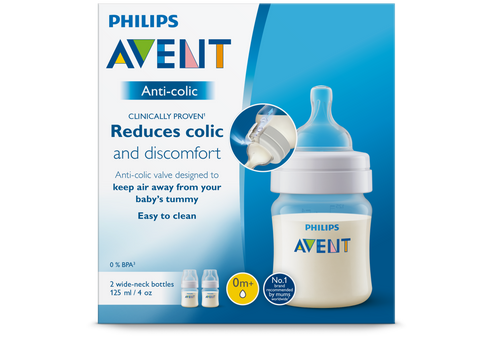 Image of Avent Anti-Colic Bottle 0m+ 125ml 2pk
