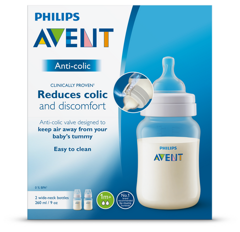 Image of Avent Anti Colic Bottle 1m+ 260ml 2pk