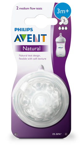 Image of Avent Natural Medium Flow Teat 3m+ 2pk
