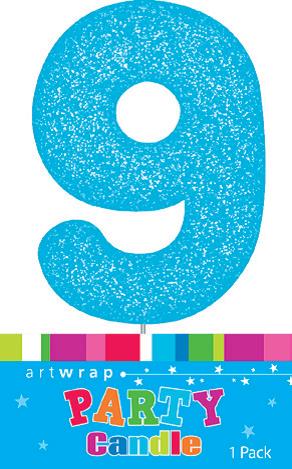 Image of 9th Birthday Candle With Glitter