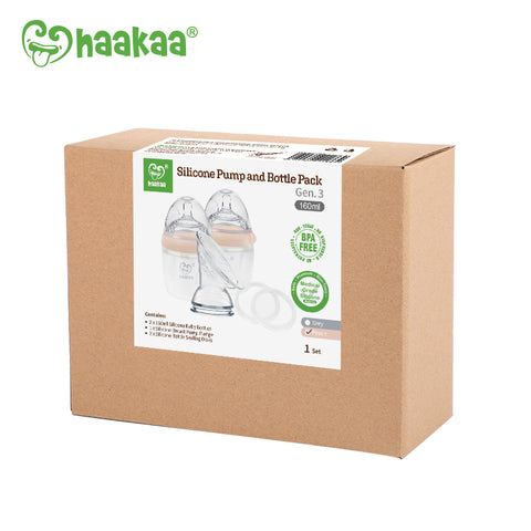 Image of Haakaa Gen3 Silicone Breast Pump and Bottle Pack Peach 160ml