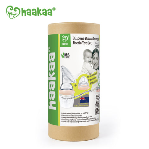 Image of Haakaa Gen3 Silicone Breast Pump and Bottle Top Set Peach 160ml
