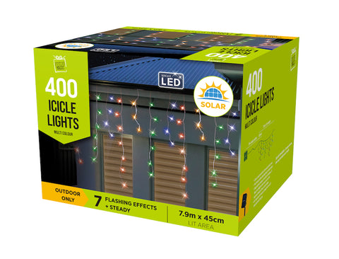 Image of Solar LED Icicle Lights 400