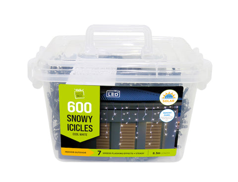 Image of Solar LED Snowing Icicle Lights 600