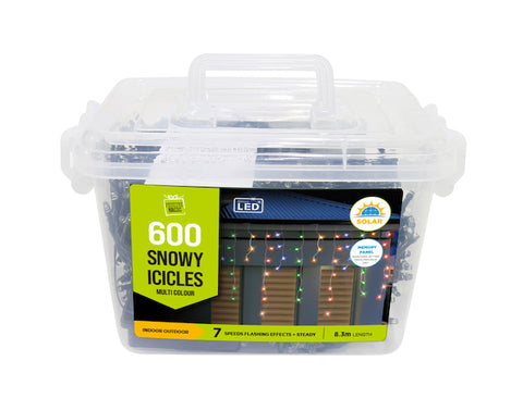 Image of Solar LED Snowing Icicle Lights 600