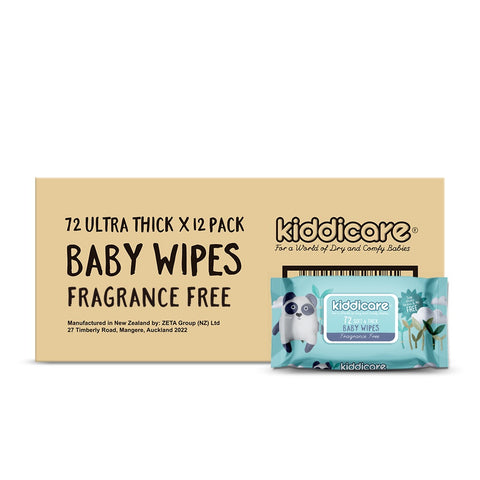 Image of Kiddicare Baby Wipes Fragrance Free Carton (12x72s) 864wipes