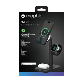 Mophie Premium 3-in-1 Magsafe Wireless Extendable Charging Stand - Black