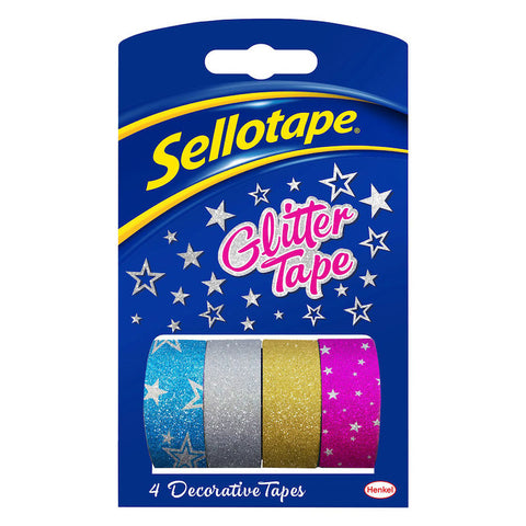 Image of Sellotape On-Hand Dispenser Glitter Refills 18mmx3m 4 Pack