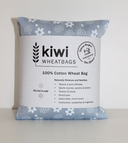 Kiwi Wheat Bag Cotton Daisies Blue