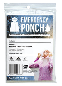 Poncho Disposable With Hood One Size