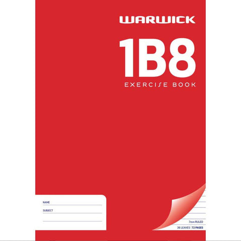 Image of Warwick Exercise Book 1B8 36 Leaf A4 Unpunched Ruled 7mm