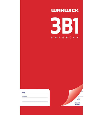 Image of Warwick Notebook 3B1 32 Leaf Ruled 7mm 165x100mm