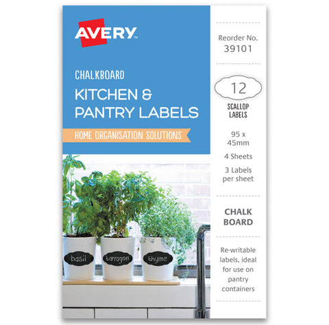 Image of Avery Chalkboard Labels Scallop 95x45mm 3up 4 Sheets