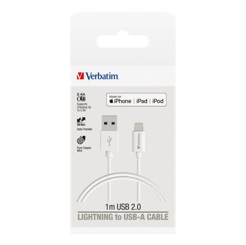 Image of Verbatim Essentials Charge & Sync iPhone Lightning Cable 1m White