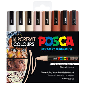 Uni Posca Marker 1.8-2.5mm Med Bullet 8 Pack Portrait PC-5M