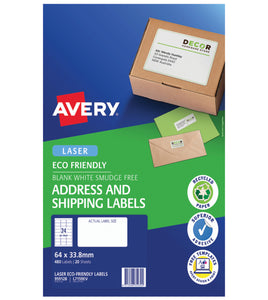 Avery Eco Friendly Address Labels 64x33.8mm 20 Sheets (480 Labels)