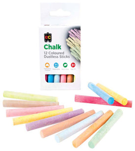 EC Dustless Chalk Coloured 12pk