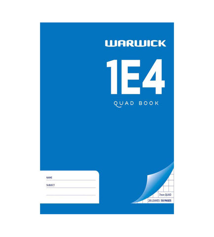 Image of Warwick Exercise Book 1E4 28 Leaf Quad 7mm 230x180mm