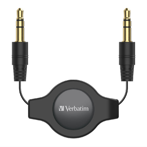 Image of Verbatim Essentials Audio Cable 3.5mm Aux Retractable 75cm Black