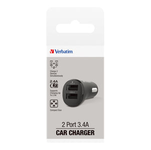 Verbatim Essentials Car Charger Dual Port 3.4A Black
