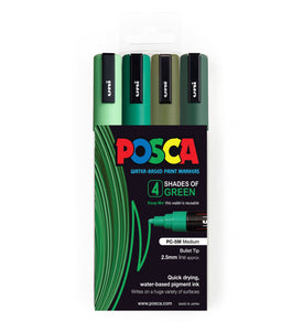 Uni Posca Marker 1.8-2.5mm Med Bullet 4 Pack Shades of Green PC-5M
