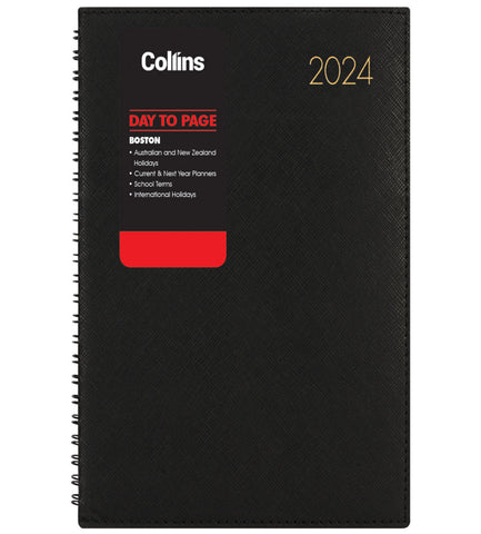 Image of Collins Boston Day To Page Diary Black Even Year 2024