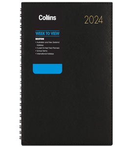 Collins Boston Week To View Diary Black Even Year 2024