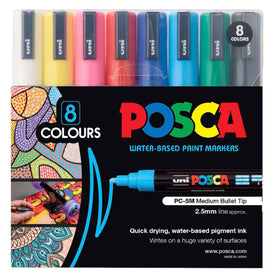 Uni Posca Marker 1.8-2.5mm 8 Pack Assorted PC-5M