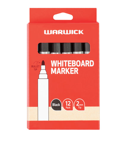 Image of Warwick Whiteboard Marker Black Bullet Tip 12pk