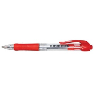 Warwick Red Retractable Ballpoint Pen 0.7mm Comfort Grip 12pk