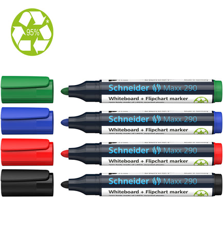 Image of Schneider Whiteboard Marker Maxx 290 Assorted Colours 4pk